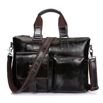 Foreign trade supply oil wax male bag leather handbag leather briefcase business men single shoulder bag - goldylify.com