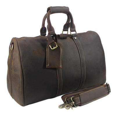 The first layer of retro Boston Crazy Horse men travel bag leather suitcase portable large capacity luggage leather - goldylify.com