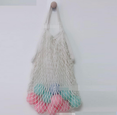 Korean version of ins hollow cotton woven fishing net bag beach cotton net bag portable portable green shopping bag - goldylify.com