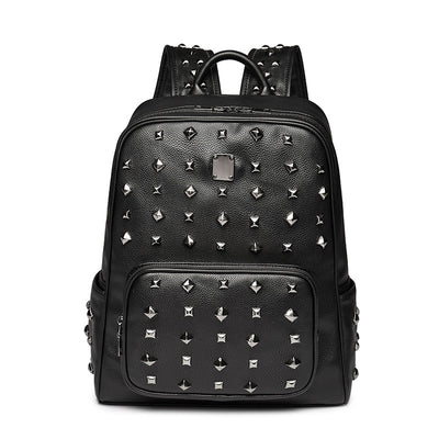 Factory wholesale double shoulder bag, men's college students Korean version of computer bag, high school students schoolbag big capacity rivet Backpack - goldylify.com