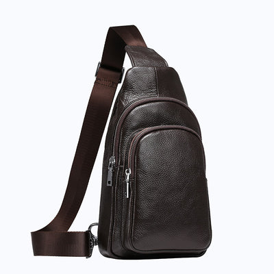 New winter men's chest pack 2020 new leather satchel business all-match shoulder bag - goldylify.com