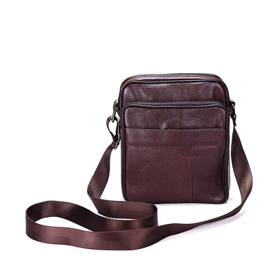 Leather embossed leather zipper bag Shoulder Satchel Bag bag factory wholesale business man - goldylify.com
