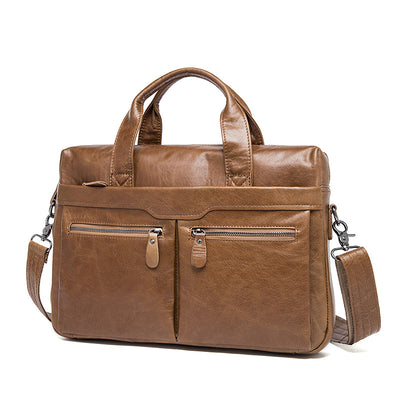 Factory wholesale men Handbag Shoulder leather briefcase bag business casual leather shoulder bag man - goldylify.com