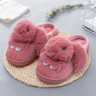 Winter cartoon rabbit cotton slippers Women's home cotton slippers Thick wear-resistant wild indoor warm slippers - goldylify.com