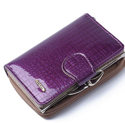 Fashion Real Patent Leather Women Short Wallets with box - goldylify.com