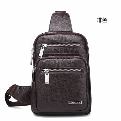 New leather bag leather shoulder chest pack diagonal briefcase men bags factory wholesale business - goldylify.com