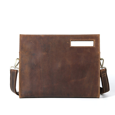 Foreign hot Crazy Horse men cross single shoulder bag IPAD bag retro hand head layer cowhide leather handbag group - goldylify.com