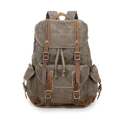 Bitusi oil wax canvas bag man backpack retro male waterproof outdoor sports travel backpack - goldylify.com