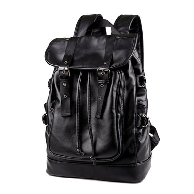 The explosion washed PU men's Leather Backpack backpack schoolbag Korean fashion all-match one generation - goldylify.com