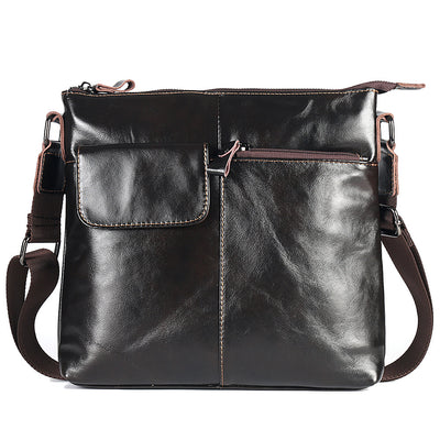 2020 new business man bag leather satchel vertical section Mens Leather Casual single shoulder bag one generation - goldylify.com