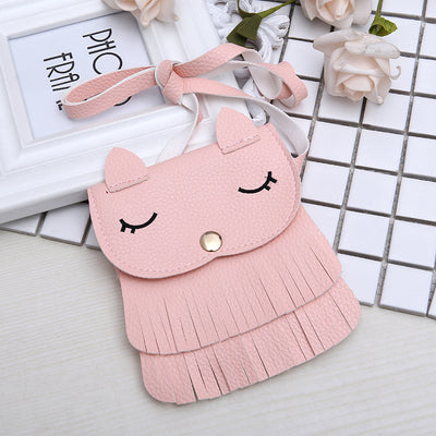 Girls change small bag children bags Pu all-match creative Xiekua package small fox tassel bag - goldylify.com