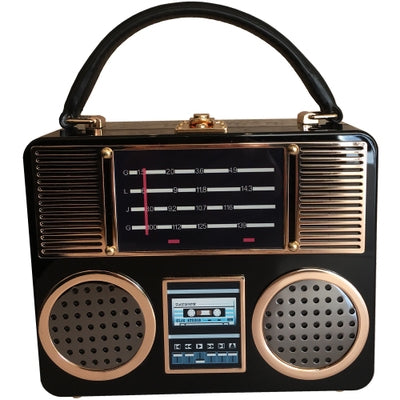 Retro FM Radio Tape Recorder Bag Handbag Shoulder Messenger Personality Female Bag Banquet Package - goldylify.com