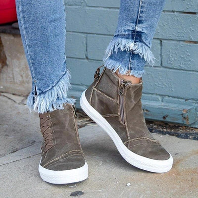 Women Casual Daily High Top Stylish Flat Sneakers