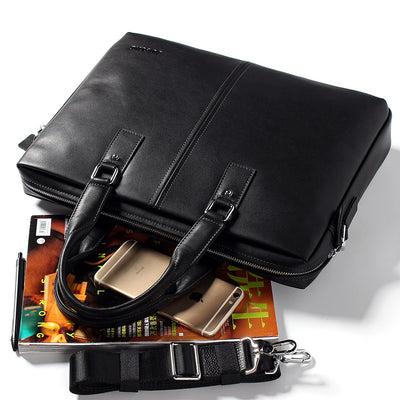 New men's business briefcase real leather three layers of large capacity portable computer Baotou cowhide factory direct selling - goldylify.com