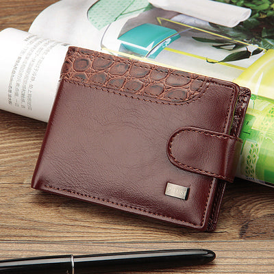 Casual men's wallet short paragraph leather buckle buckle US dollar package cross section wallet - goldylify.com