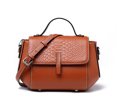 Women Luxury Genuine Leather Handbags Summer Cowhide Genuine Leather Bags Women Handbags Crocodile Grain Crossbody Bag