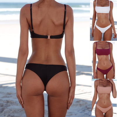 Neue Feste Bikini Set Frauen Sexy Brasilianische Badeanzug Bikinis Sommer Rohr Top Bademode Low Taille Badeanzug Weibliche Biquini