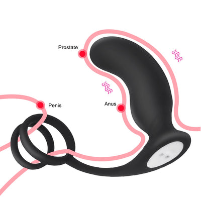 IKOKY Prostata Massage Doppel Ringe G Spot Stimulator Butt Plug 9 Frequenz Verzögerung Ejakulation Vibrator Anal Plug Sex Spielzeug Für männer