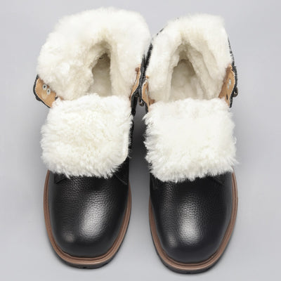 36-48 Natural Wool Winter Boots Natural Genuine Cow leather Warmest Men Winter Boots #YM1570
