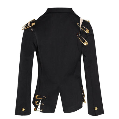 TWOTWINSTYLE Hollow Out Patchwork Lace Up Women's Blazer Notched Long Sleeve Slim Elegant Female Suit 2019 Autumn Fashion New - goldylify.com