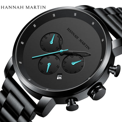 Black Stainless Steel Multi-function Calendar Men's Top Brand Luxury Watches Relogio Masculino - goldylify.com