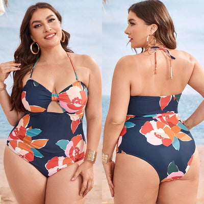 Bikinis Halter Oversized Beachwear Sexy Female Africa American Women's Swimming Suit Plus Size One Piece Swimsuit Fused