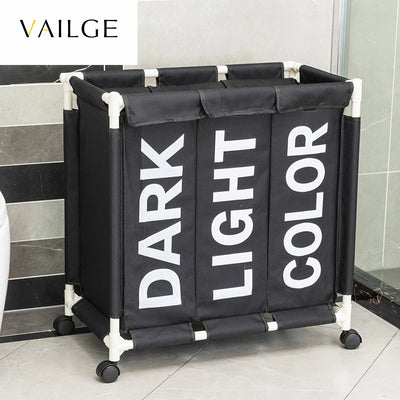 Rolling Laundry Basket Organizer 3 Grid Large Laundry Hamper Bin Waterproof Laundry Bags For Dirty Clothes Storage Box On Wheels - goldylify.com