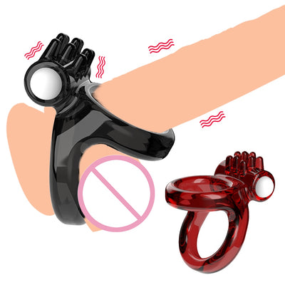 IKOKY Vibrator Penis Ring Cock Ring Dual Ring Tentakel Vibration Zeit Verzögerung Ringe Erweiterung Sex Spielzeug für Männer Paar Silikon