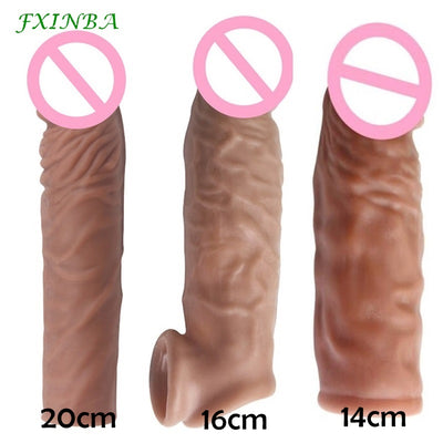 FXINBA 14/16/18/20cm Realistische Penis Sleeve Extender Cock Geschlechts-produkt-sleeve Dick Erweiterung Verzögerung Ejakulation Reusable kondom Männer Sex Spielzeug