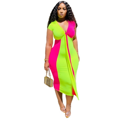 Fat Women Bodycon Summer Long Dress African Casual Striped Plus Size Dress for Women