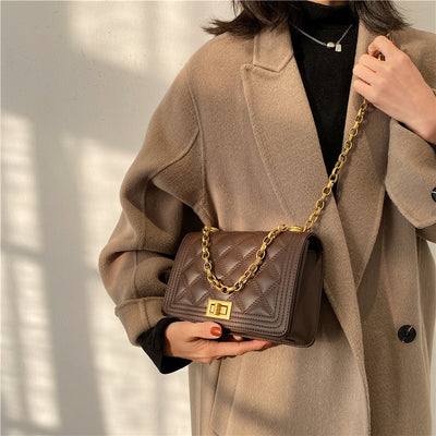 Small PU Leather Crossbody Bags for Women 2021 New Spring Summer Luxury Handbags Lady Gold Chain Shoulder Purses Designer