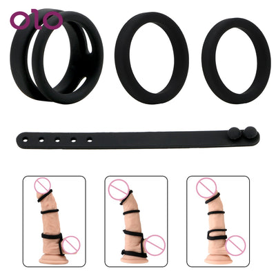 OLO Männliche Masturbation Silikon Cock Ringe Sex Spielzeug für Mann Penis Ringe Penis Erweiterung Keuschheit Käfig Verzögerung Ejakulation