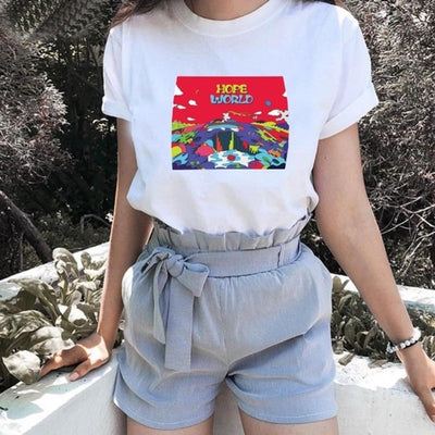 Hope World Graphic Shirt Summer Fashion Women Casual T-Shirt Hipster Short Sleeves Fans T-Shirt
