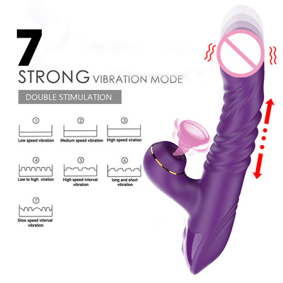 Charger Heating Dual Head Clit Sucking Sex Toys Thrusting Rotating Vibrator