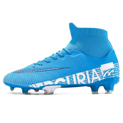 ZHENZU Outdoor Men Boys Soccer Shoes TF/FG Football Boots High Ankle Kids Cleats Training Sport Sneakers Size 35-44 - goldylify.com