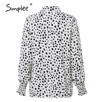 Simplee Sexy pink leopard women blouse shirts Casual office lady work wear tops Spring chic white long sleeve blouses shirts top - goldylify.com