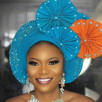 2019 African Nigerian  Traditional marriage Dress Ready to Wear Auto Gele