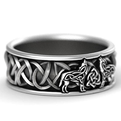 925 Silver Northern European Mythology Wolf Finriel Defense Totem Amulet Hip-hop Wolf Ring Man Vintage Jewelry - goldylify.com