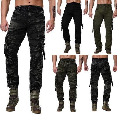 Men's Tactical Pants Male Camouflage Jogger Plus Size Cotton Trousers Many Pockets Zippper Military Style Black Cargo Pants Men - goldylify.com