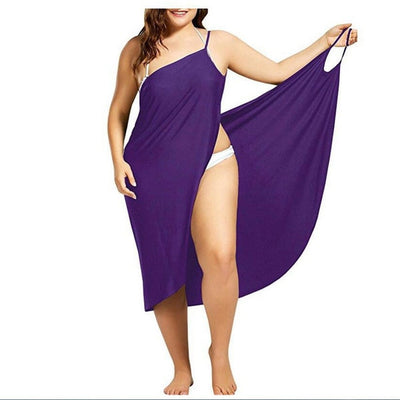 5XL Women Sexy Beach V-Neck Sling Dress 2020 Summer Towel Backless Swimwear Cover Up Wrap Robe
