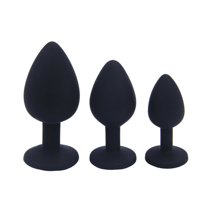 3pcs Jewelry Premium Silicone Butt Plug Love Game Anal Plug for Sex Game Anal Sex Toys, Black anal sex toys