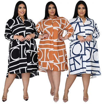 3XL 4XL Plus Size Clothes 2021 New Fashion African Shirt Dresses For Women