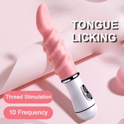 Vibrating Stick Tongue Flapping Female Masturbator Vibrator Dildo Nude Color Artificial Clitoris