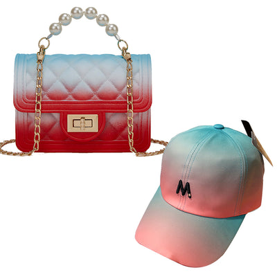 2021 New Designer Women Mini PVC Bag Messenger Handbags Summer Shoulder Small Jelly Purse and Hat Set
