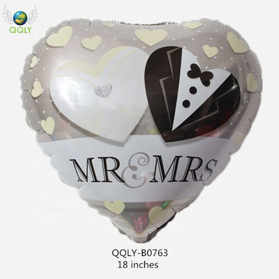 QQLY 18'' Mr Mrs Love Balloon Foil Helium Suit Wedding Dress Marriage Propose Engagement Party Decoration Globos Amor