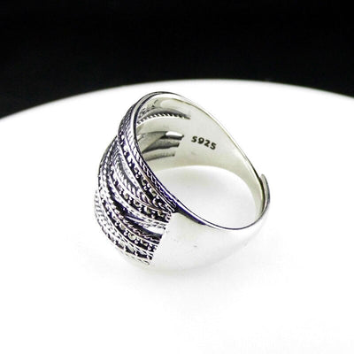 FNJ Wrap Ring 925 Silver New MARCASITE Original S925 Sterling Silver Rings for Women Jewelry Adjustable Size - goldylify.com