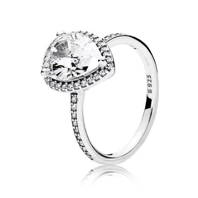 YPD130 925 Silver Wedding Rings stes For Women Simulated Jewelry Engagement ring Pear-shaped ring set - goldylify.com