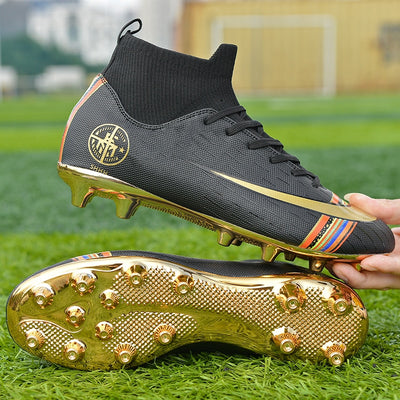 Golden Plated Men Football Cleats Turf Long Spike Soccer Shoes Hard Court Trainers New Design Football Boots Chuteira Futebol - goldylify.com