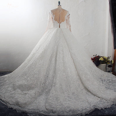 RSW1627 Real Photo Long Sleeves Bridal Gowns Elegant Lace Arab Wedding Dresses