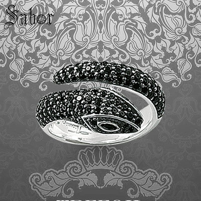 Black Snake Wedding Bands Rings, 925 Sterling Silver Fashion Jewelry Romantic Party Gift For Women Girls 2019 New thomas - goldylify.com